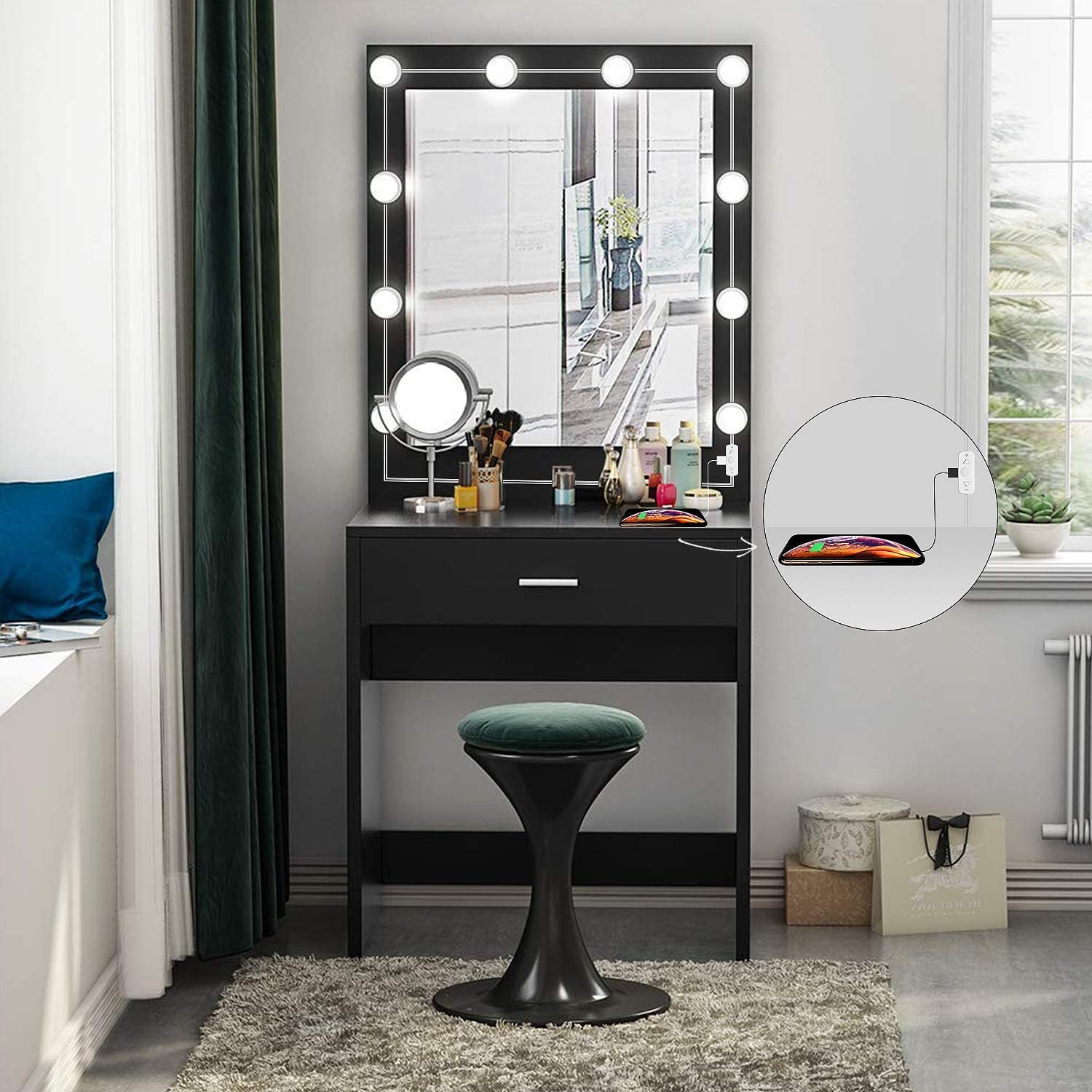 10 Bulb Vanity Light | USB Operated Makeup Mirror Lights | 3 Light Modes (Warm /Cool /Daylight) | Adjustable Brightness for Makeup Mirror Stand | DIY Vanity lighting kit for Dressing Table, Cosmetic Mirror, Beauty Salon &amp;amp; Professional Makeup Mirro