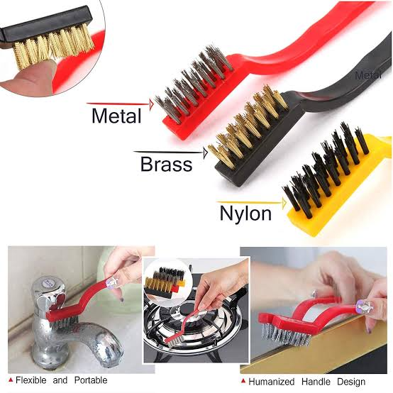3 Piece Wire Brush Set – Steel, Brass &amp;amp; Nylon Cleaning Brushes for Rust, Paint &amp;amp; Dirt Removal