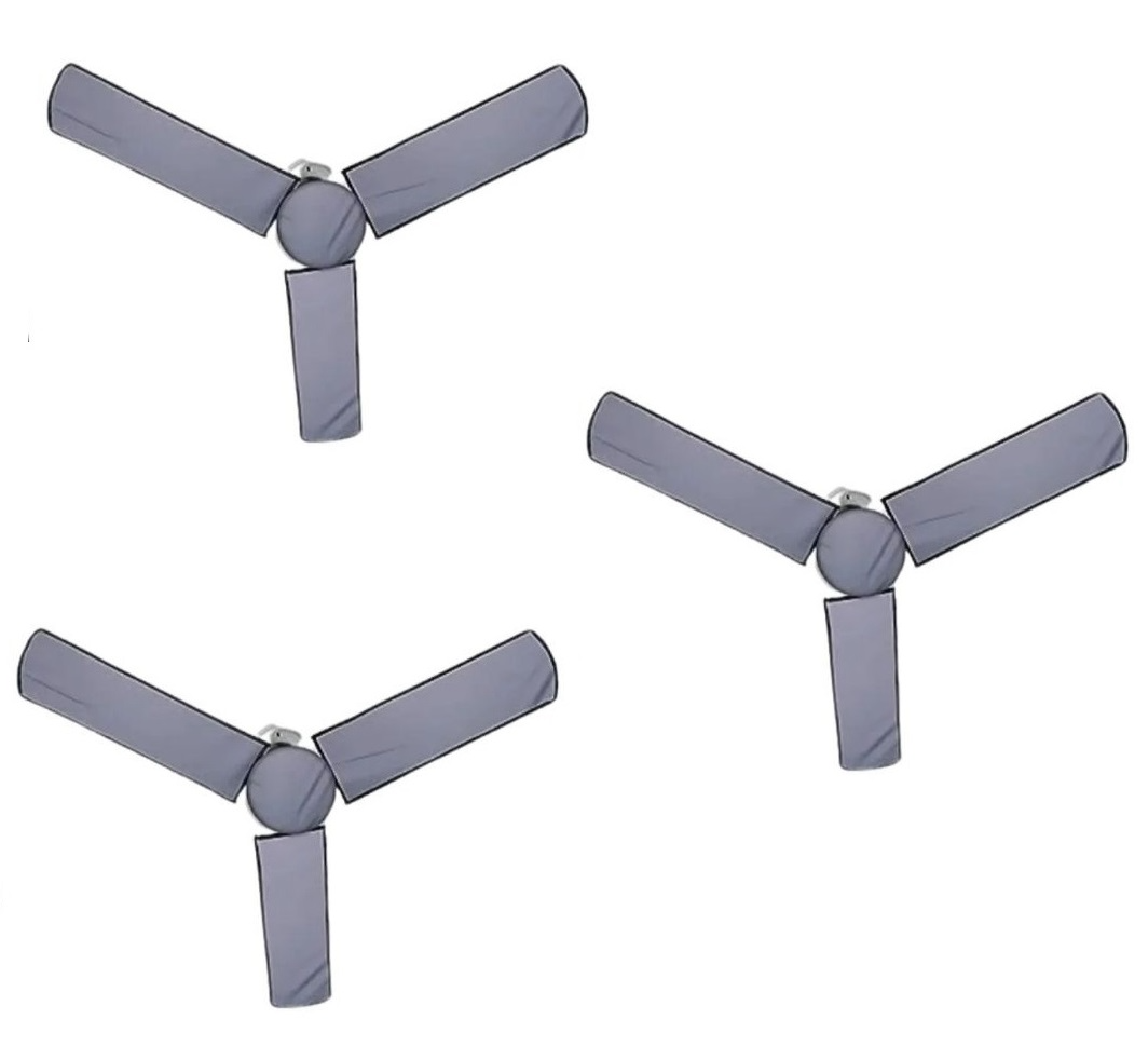 Pack of 03 Fan Cover Set - Ceiling Fan Blades &amp;amp; Motor Washable and Dust Proof Cover Grey
