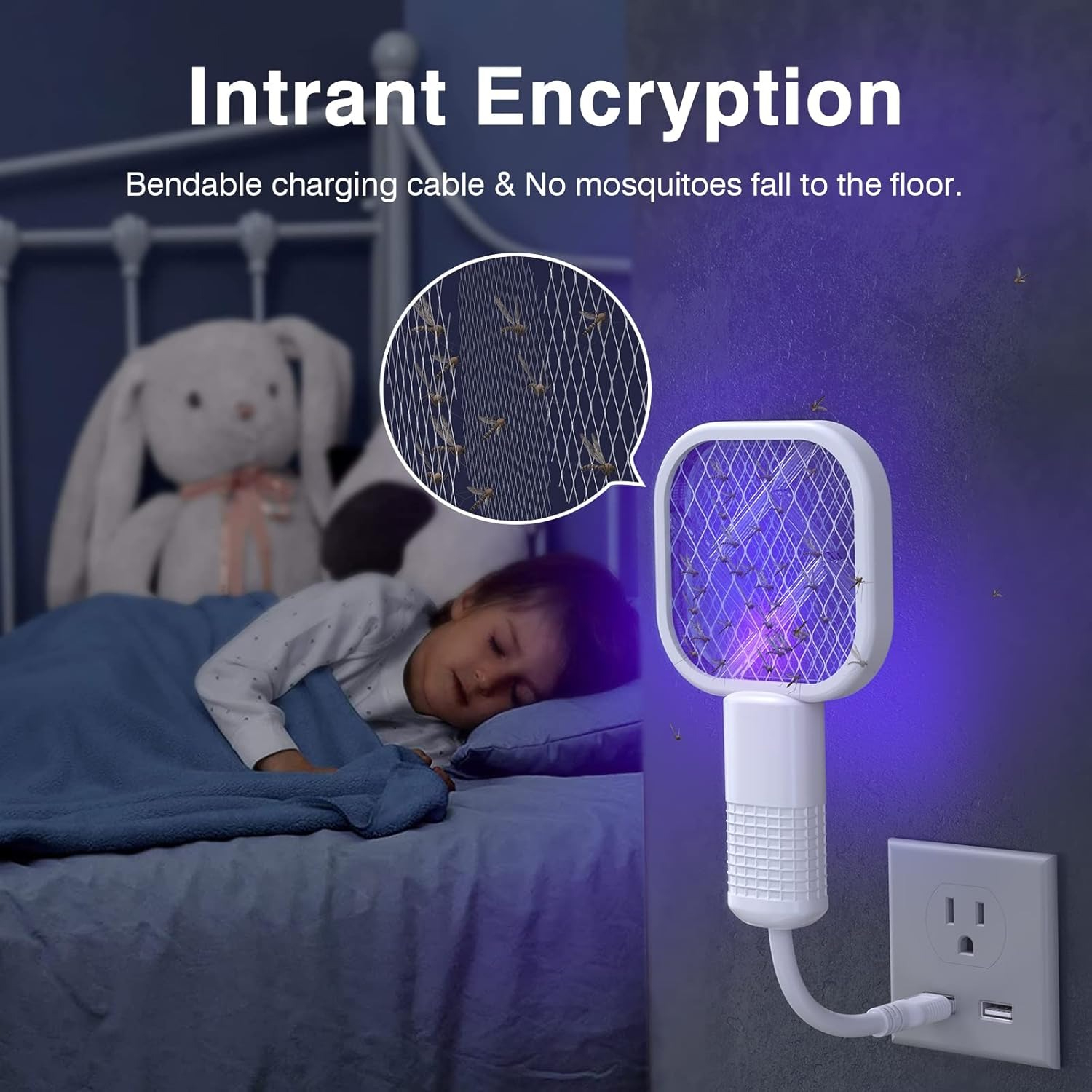 Electric Mosquito Racket with UV Light | Rechargeable Fly Killer Bat | Handheld Bug Zapper for Indoor &amp;amp; Outdoor | Safe Mini Mosquito Repellent