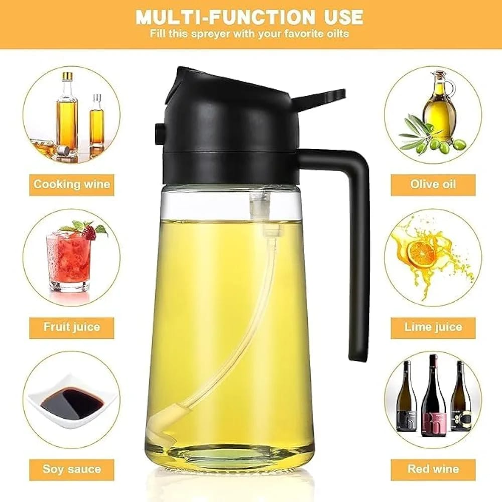 2 in 1 oil spray bottle 🫙, oil sprayer for kitchen 🍳, cooking oil dispenser,
