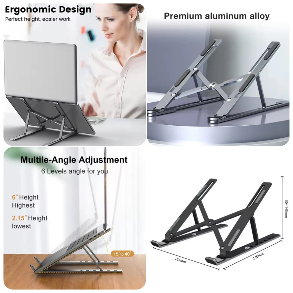 Foldable Laptop Stand Adjustable – Portable Ergonomic Laptop Holder for Desk, Office &amp;amp; Travel